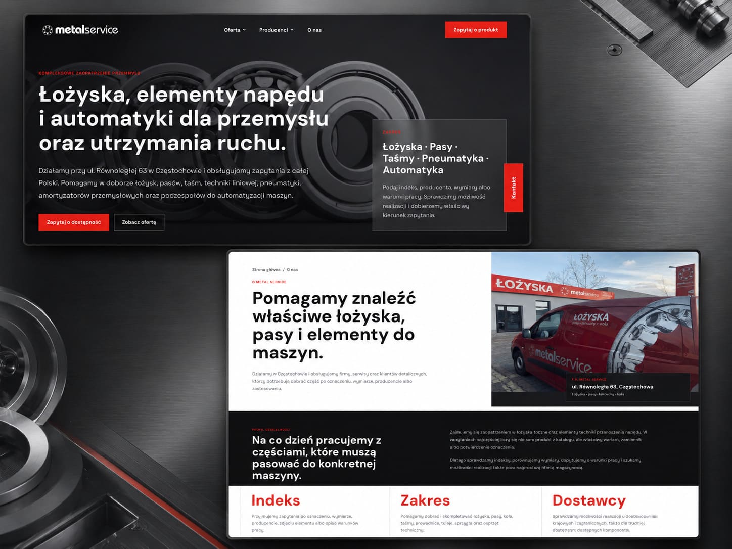 Metal Service — katalog produktów na stronie internetowej